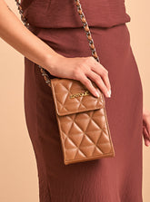 Mini Bolsa em Couro Matelassê Caramelo